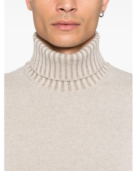 Jersey de canalé con cuello alto Gran Sasso de hombre de color White