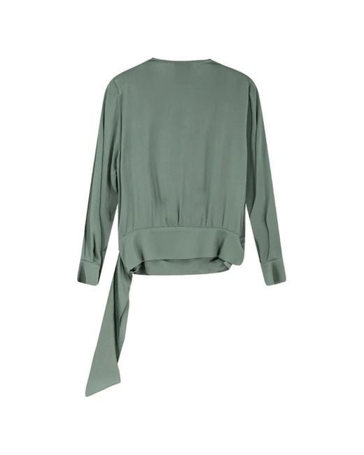 Semicouture Green V-Neck Wrap Blouse