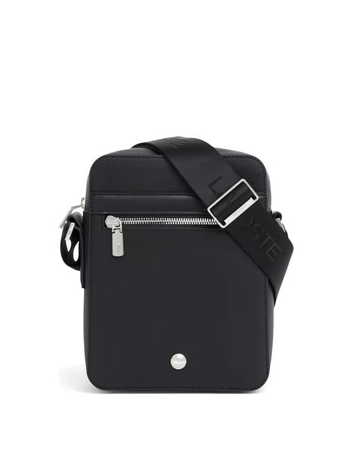 Lacoste Black Zip Detail Messenger Bag for men