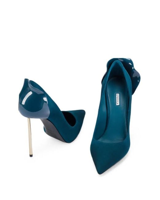Le Silla Blue Petalo Suede Pumps