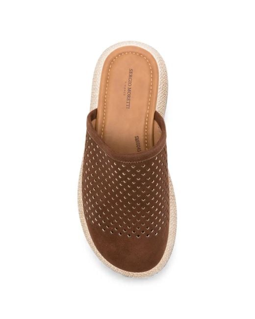 SERGIO MORETTI FIRENZE Brown Perforated Platform Mules