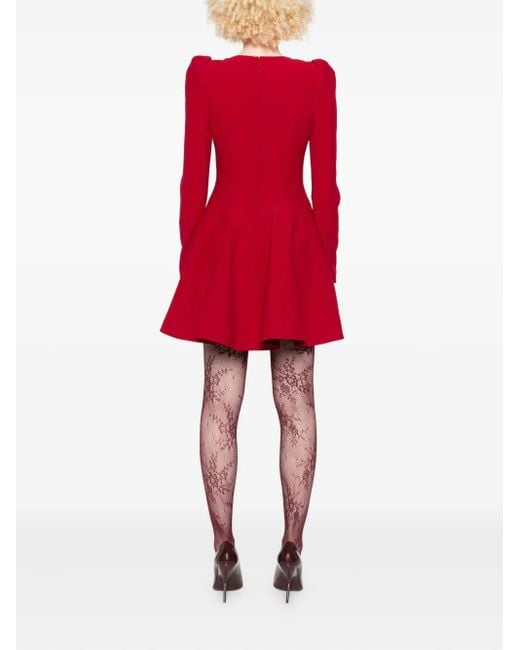 Alexander McQueen Puff-sleeve Fitted Dress Red