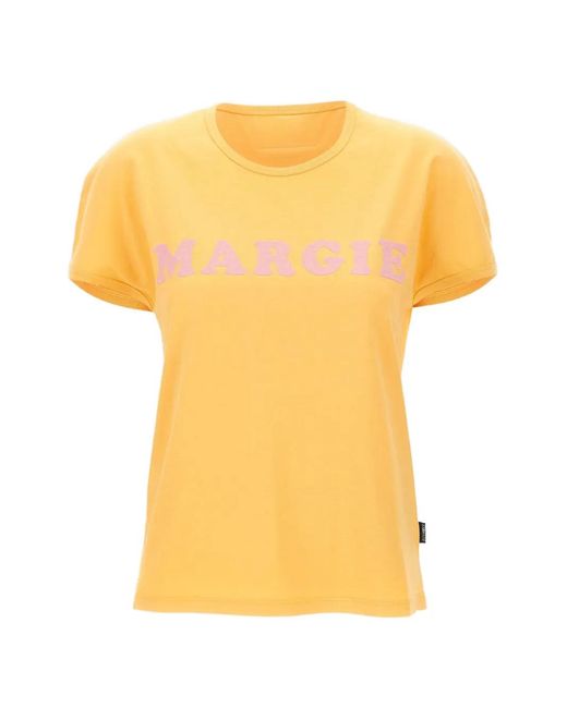 MM6 by Maison Margiela Yellow Logo-Print T-Shirt