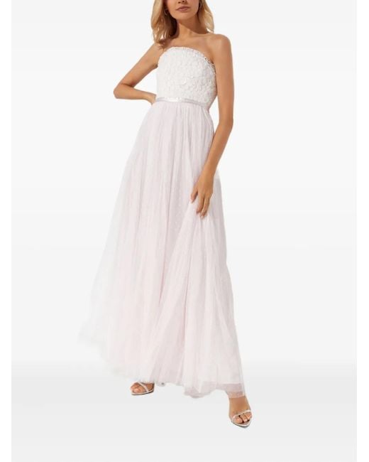 Needle & Thread Pink Sequin Detail Strapless Maxi Dress