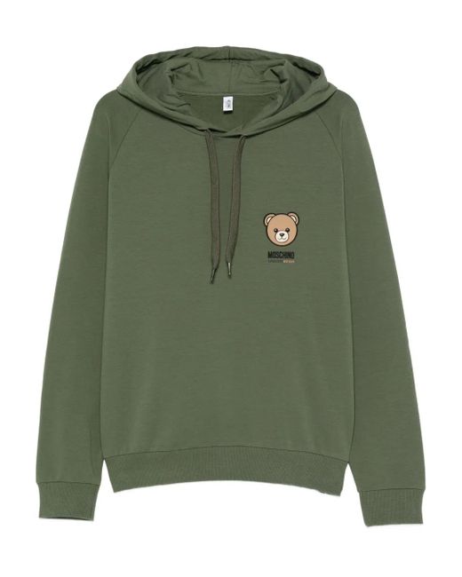 Moschino Green Signature Teddy Bear Motif Hoodie for men