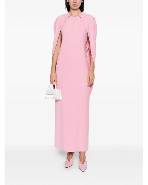 Alberta Ferretti Pink Cape Dress