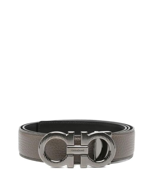 メンズ Ferragamo ガンチーニバックル レザーベルト Gray