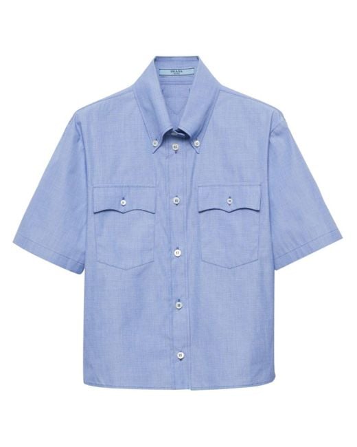 Prada Overhemd Met Korte Mouwen in het Blue