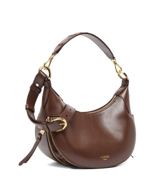 Lancel Brown Origami Zip Shoulder Bag