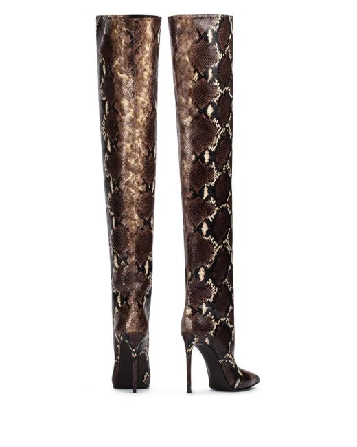 Le Silla Black 120Mm Eva Snake-Print Leather Boots