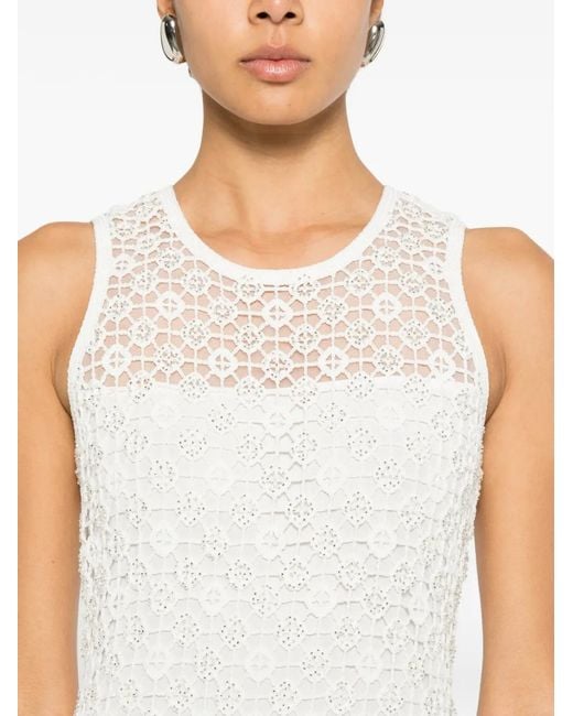 Maje White Lace Knitted Dress