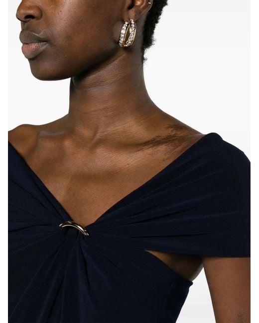 Talbot Runhof Blue Halterneck Crepe Jumpsuit