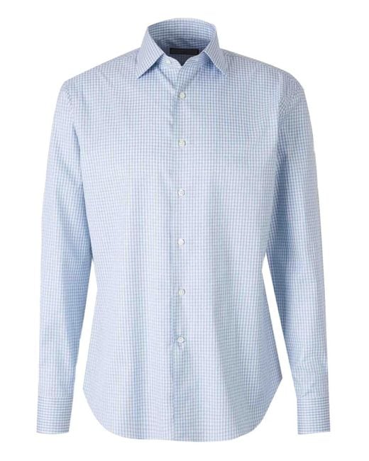 Canali Blue Ribbed Button Shirt for men