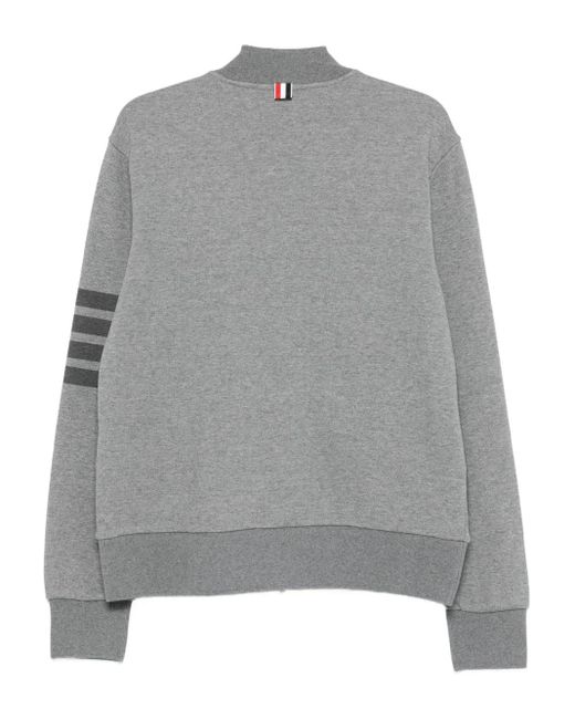 Thom Browne Gray Three-Stripe Zip-Up Sweatshirt for men