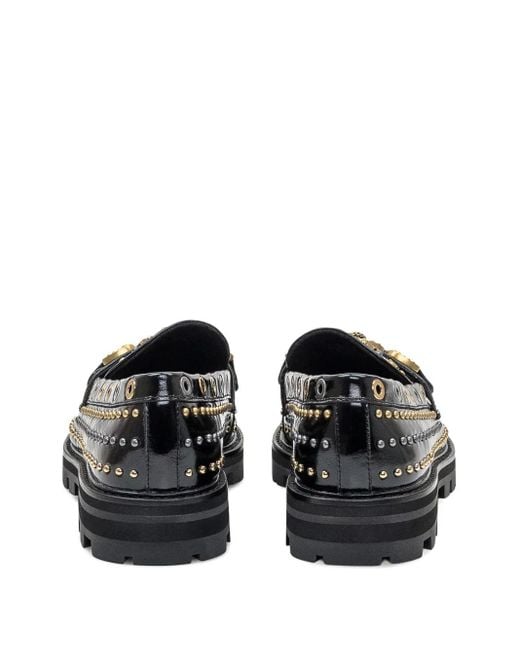 Kurt Geiger Black Mansion Stud-Embellished Buckle Loafers
