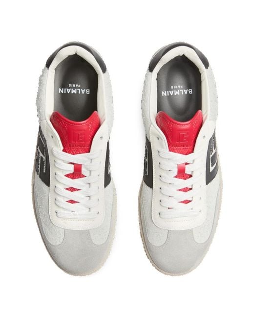 Balmain White Swan Suede And Smooth-Leather Trainers for men