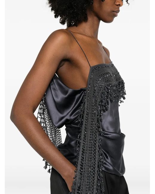 Christopher Esber Black Gehäkelte Bluse mit Tropfenperlen