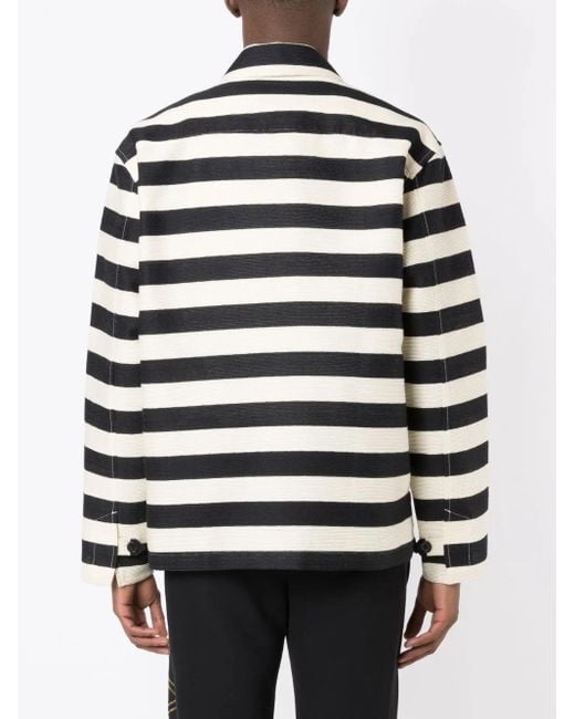 Emporio Armani Black Striped Zip-Up Shirt Jacket for men