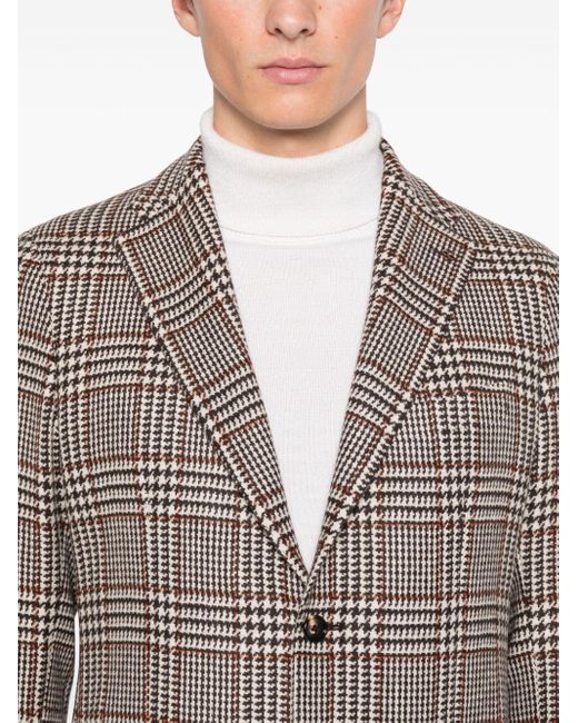 Tagliatore Brown Checked Blazer for men