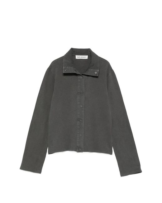 Our Legacy Gray Geknöpfter Tornado Cardigan Mit Kragen