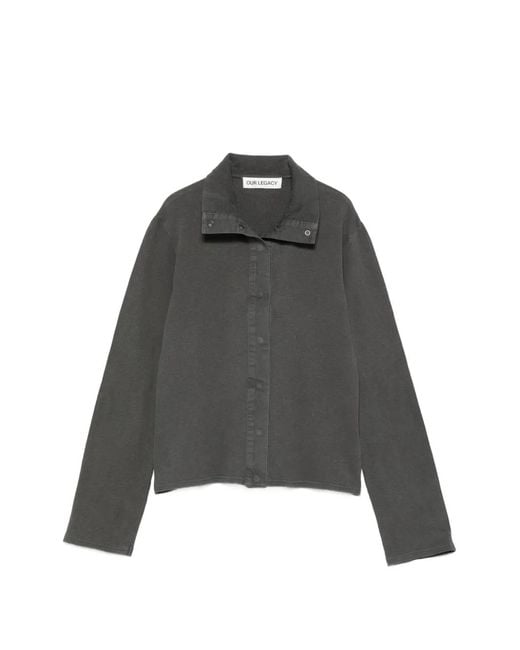 Our Legacy Gray Geknöpfter Tornado Cardigan Mit Kragen