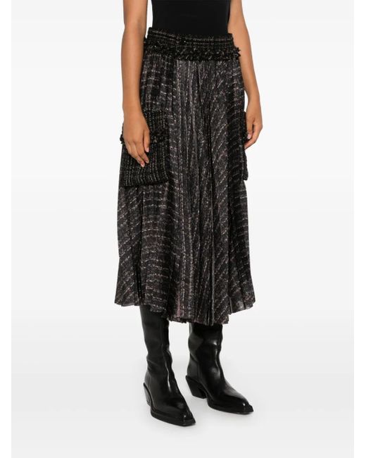 Sacai Black Abstract Pattern Skirt