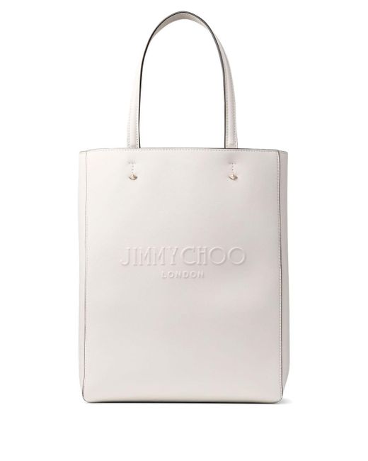 Jimmy Choo White Lenny Debossed-logo Leather Tote Bag