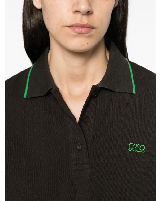 Loewe Black Logo-Embroidered Tipped Polo Shirt