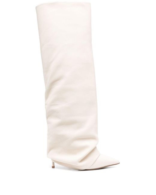 Le Silla White Andy 120mm Knee-high Leather Boots