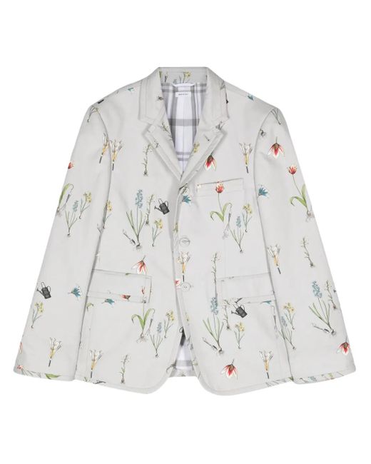 Thom Browne White Single-Breasted Blazer for men