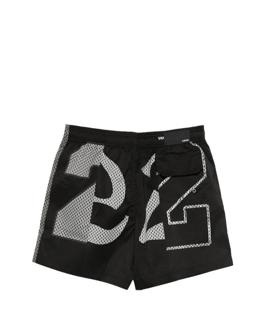 Amiri Black Print Drawstring Swim Shorts for men