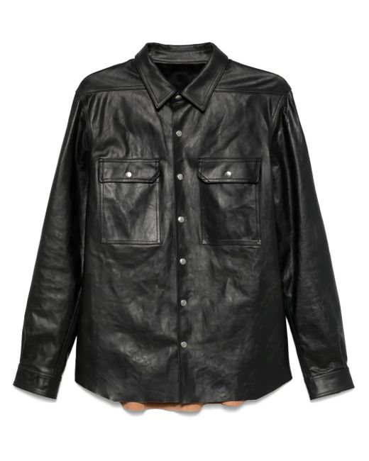 Chaqueta de cuero Rick Owens de hombre de color Black