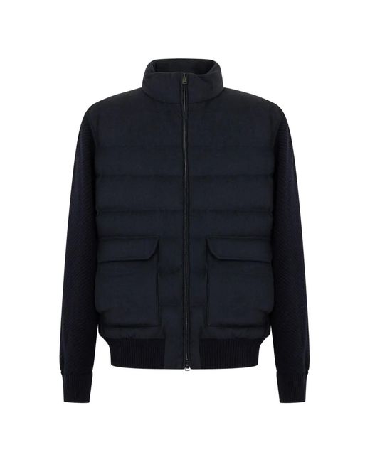 Herno Blue Quilted Panelled Jacket for men