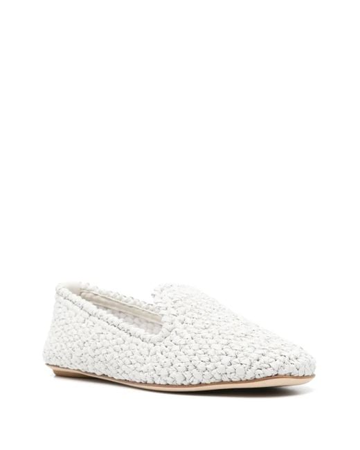 Moncler White Interwoven-Design Slippers