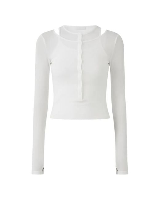 ELEH White Button Ribbed Top