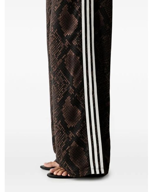 Adidas Black Satin Snake-Print Wide-Leg Track Pants