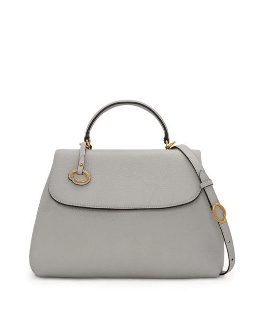 Oscar de la Renta Gray The Poppy Top-Handle Bag