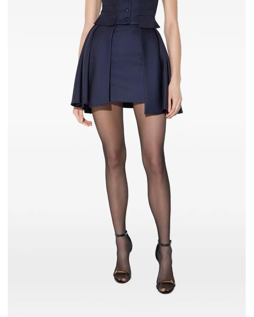 Elisabetta Franchi Blue Cool Wool Miniskirt
