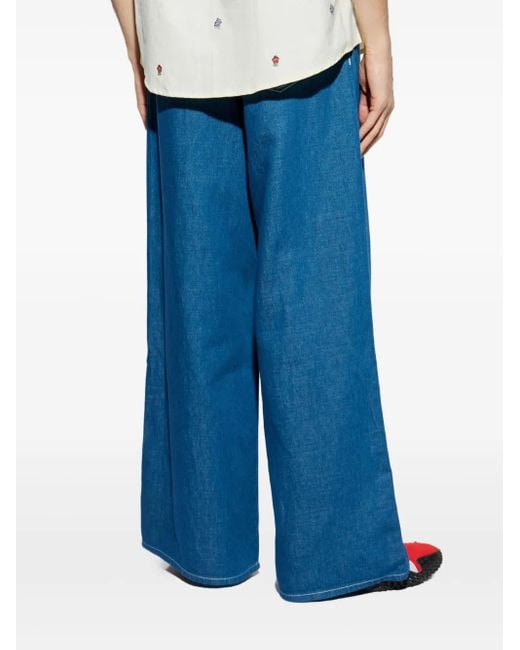 KENZO Blue Pleat-Detailed Jeans for men