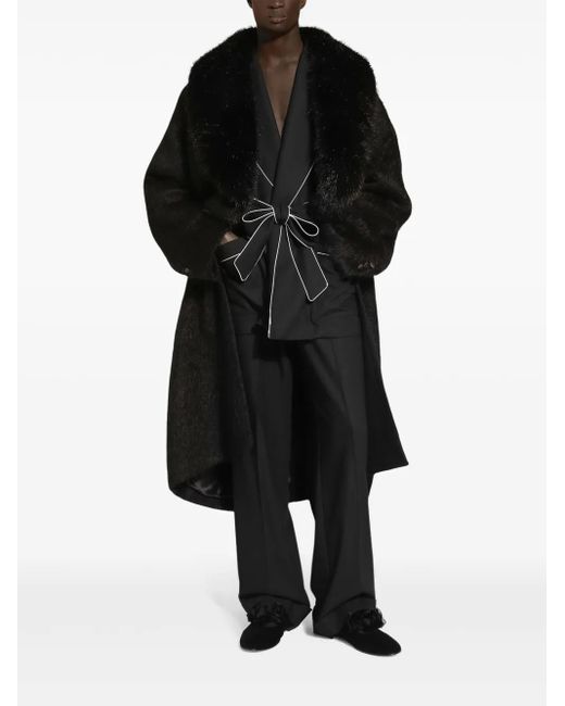 Dolce & Gabbana Black Contrast-Trim Bathrobe for men
