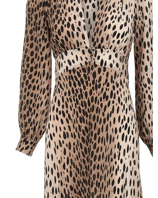 Rixo Natural Robe Emory À Imprimé Léopard