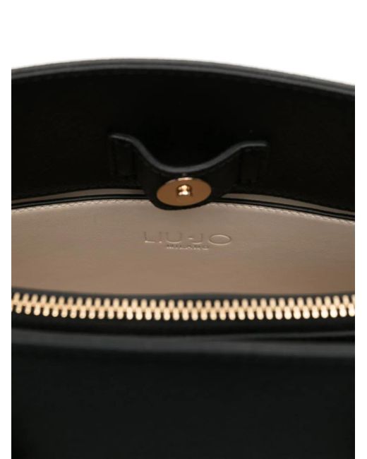 Liu Jo Black Large Logo-Embossed Tote Bag