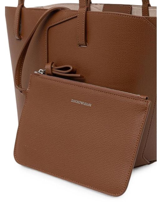 Emporio Armani Brown Logo-Print Tote Bag