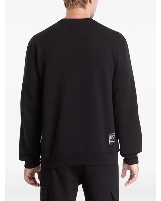 EA7 Black Logo-Patch Long-Sleeve Sweater for men