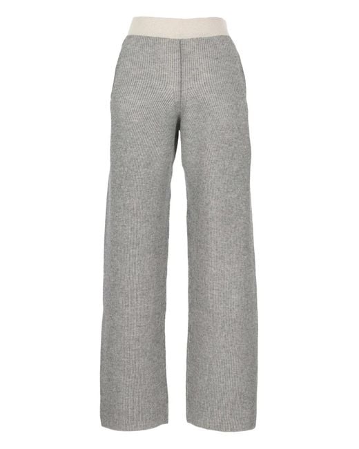 Lorena Antoniazzi Gray Ribbed Trousers