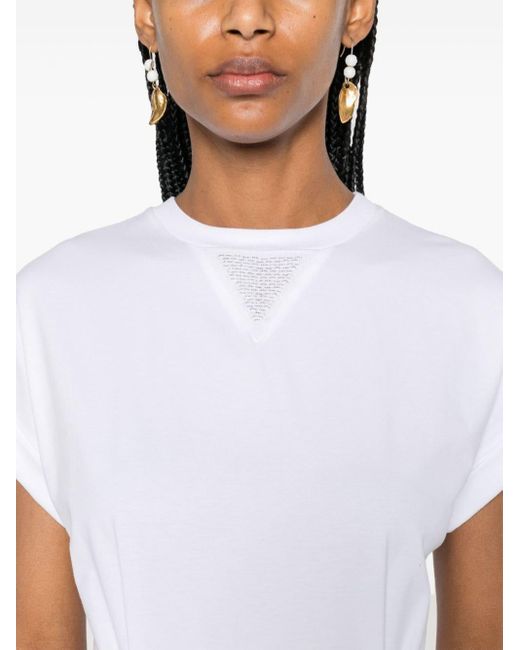 Peserico White Colourblock Midi T-shirt Dress