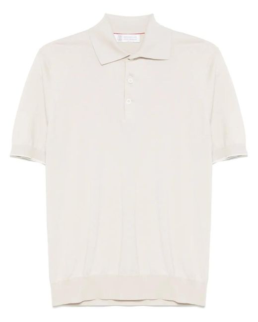 メンズ Brunello Cucinelli ファインニット ポロシャツ White