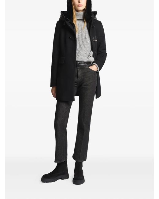 Fay Black Double-Breasted Coat