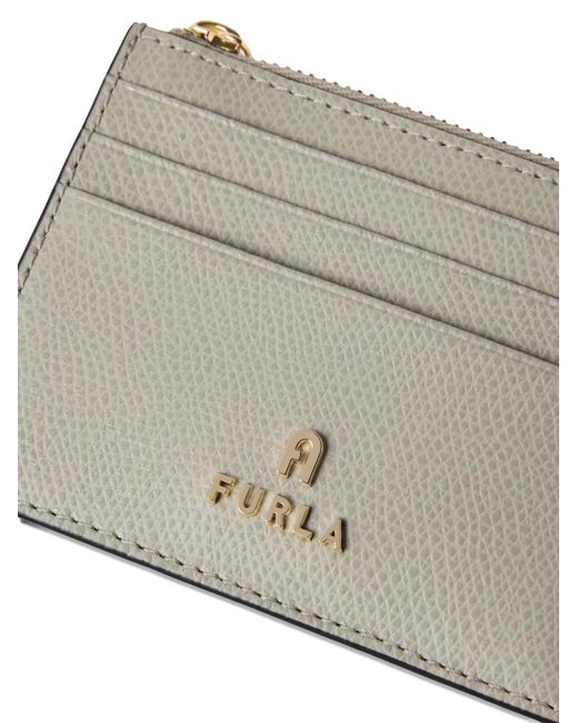 Furla Gray Camelia Textured-Leather Card Holder
