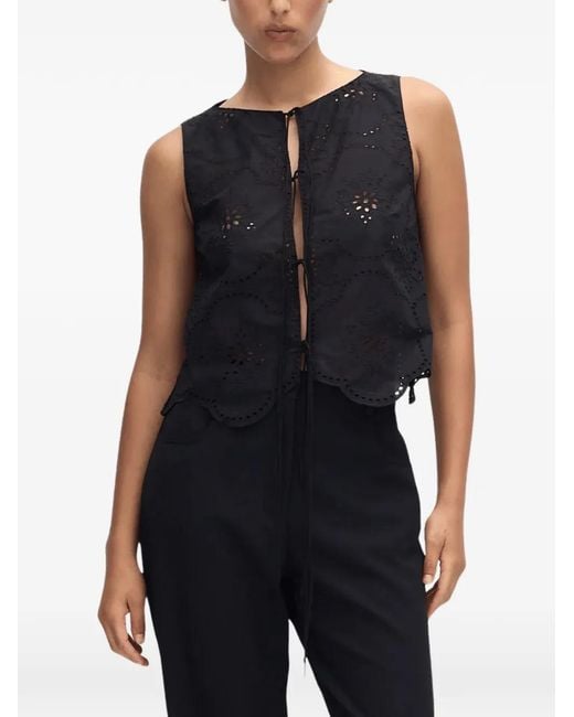 Matteau Blue Broderie-Anglaise Tie-Fastening Top